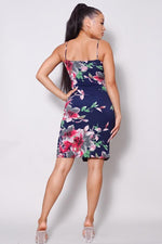 Load image into Gallery viewer, Spaghetti Strap Front Slit Floral Midi Dress
