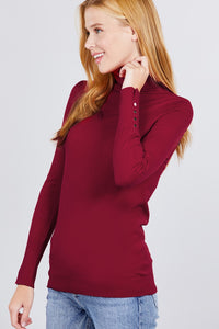 Long Sleeve with Metal Button Detail Turtle Neck Sweater