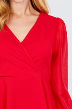 Load image into Gallery viewer, Puff Sleeve V-neck Peplum Top
