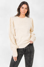 Load image into Gallery viewer, Round Neckline Puff Sleeve Sweater
