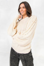 Load image into Gallery viewer, Round Neckline Puff Sleeve Sweater
