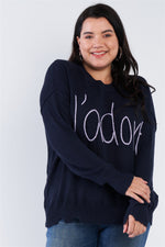 Load image into Gallery viewer, Plus Size &quot;J&#39;adore&quot; Script Knit Relaxed Fit Sweater
