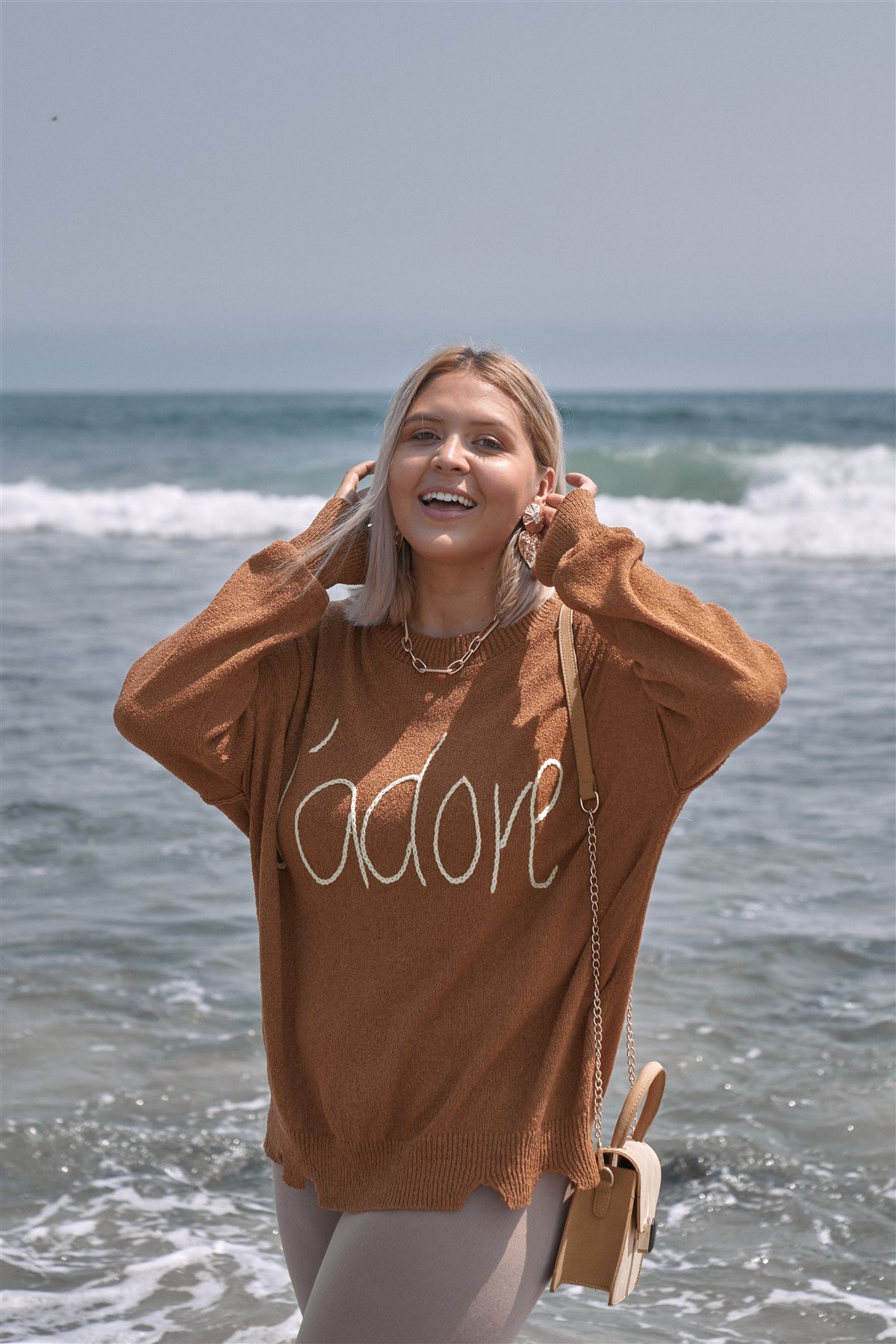 Plus Size "J'adore" Script Knit Relaxed Fit Sweater