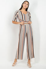 Load image into Gallery viewer, Stripped Scoop Neck Top Wide Leg Pants Set
