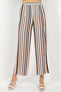 Stripped Scoop Neck Top Wide Leg Pants Set