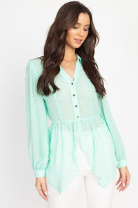 Flounce Hem Polka Dot Blouse