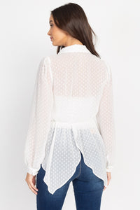 Flounce Hem Polka Dot Blouse