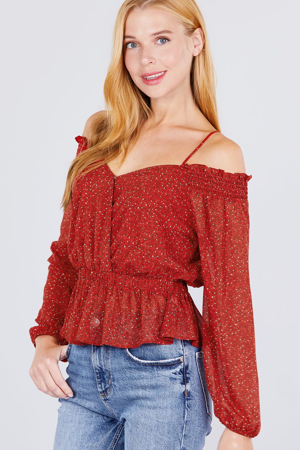 Off Shoulder Heart Neck Top