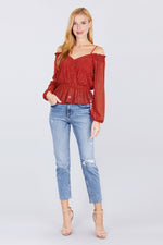 Load image into Gallery viewer, Off Shoulder Heart Neck Top
