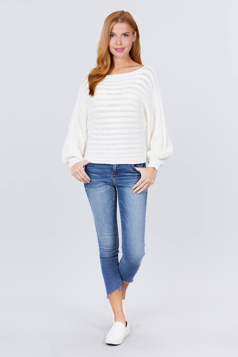 Dolman Sleeve Boat Neck Sweater