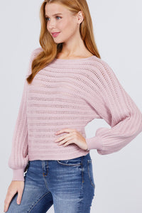 Dolman Sleeve Boat Neck Sweater