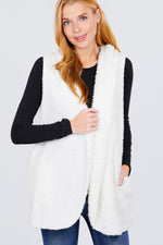 Load image into Gallery viewer, Faux Fur Fluffy Vest Hoodie
