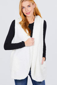 Faux Fur Fluffy Vest Hoodie