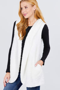 Faux Fur Fluffy Vest Hoodie