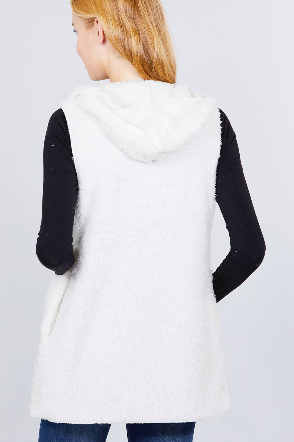 Faux Fur Fluffy Vest Hoodie