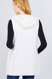 Faux Fur Fluffy Vest Hoodie