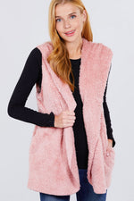 Load image into Gallery viewer, Faux Fur Fluffy Vest Hoodie
