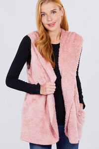 Faux Fur Fluffy Vest Hoodie