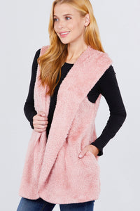 Faux Fur Fluffy Vest Hoodie