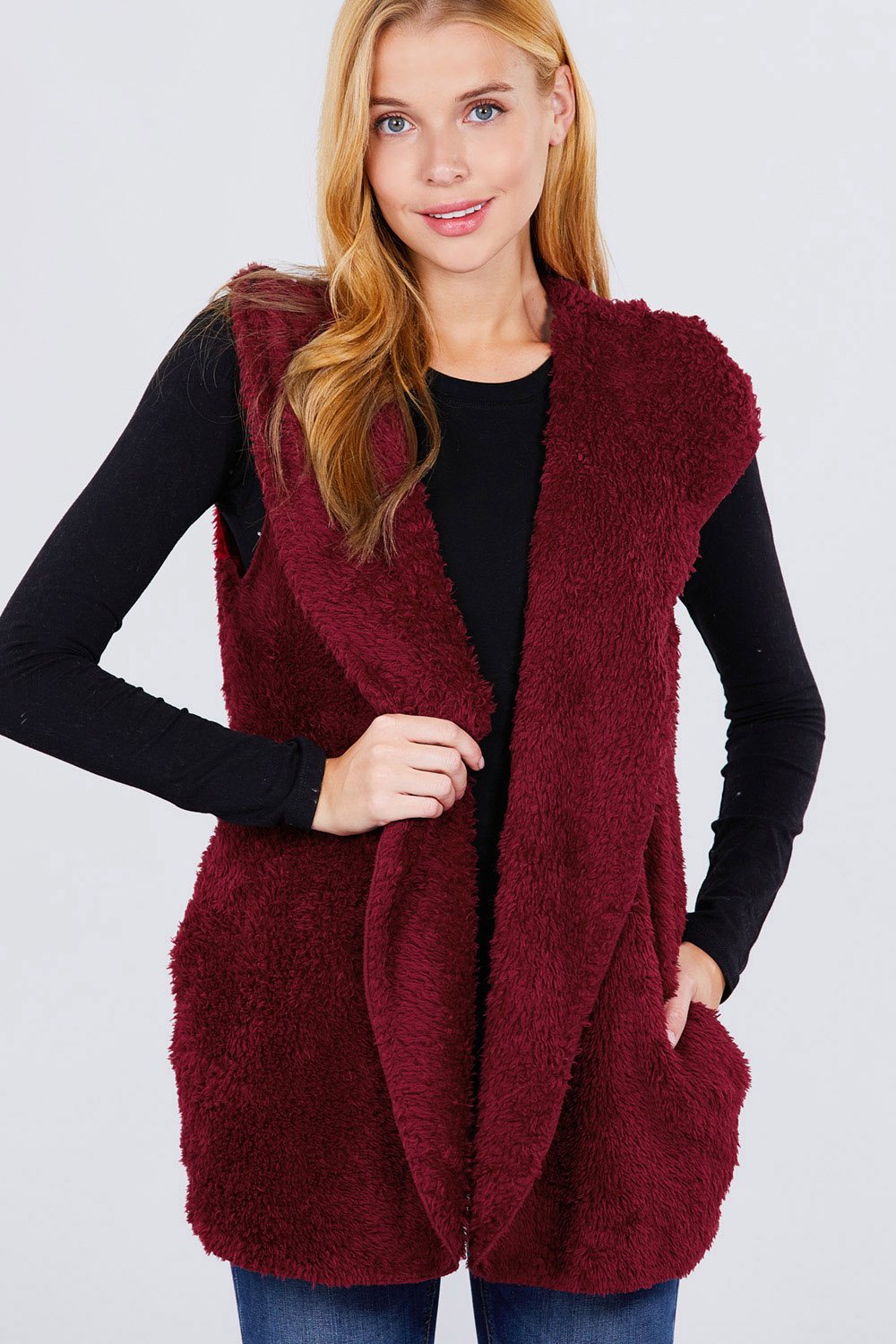 Faux Fur Fluffy Vest Hoodie