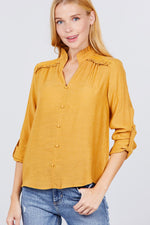 Load image into Gallery viewer, V-neck Button Down Woven Top
