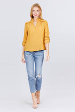 Load image into Gallery viewer, V-neck Button Down Woven Top
