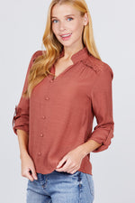 Load image into Gallery viewer, V-neck Button Down Woven Top
