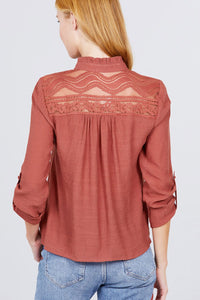 V-neck Button Down Woven Top