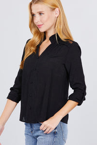 V-neck Button Down Woven Top