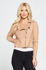 Load image into Gallery viewer, Faux Suede Moto Leather Jacket
