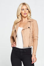 Load image into Gallery viewer, Faux Suede Moto Leather Jacket
