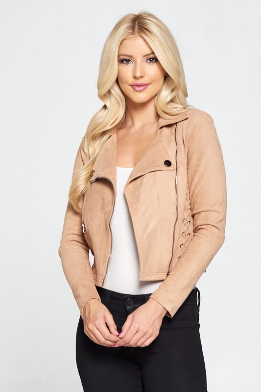 Faux Suede Moto Leather Jacket