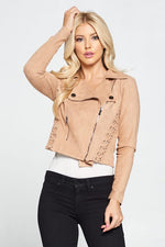 Load image into Gallery viewer, Faux Suede Moto Leather Jacket
