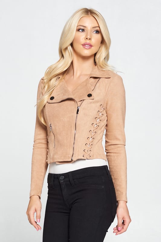 Faux Suede Moto Leather Jacket