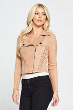 Load image into Gallery viewer, Faux Suede Moto Leather Jacket
