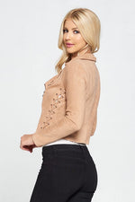 Load image into Gallery viewer, Faux Suede Moto Leather Jacket
