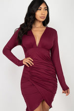 Load image into Gallery viewer, Ruched Wrap Bodycon Dress
