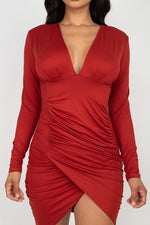 Load image into Gallery viewer, Ruched Wrap Bodycon Dress
