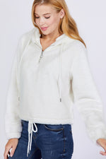 Load image into Gallery viewer, Zipper Detail Faux Fur Hoodie
