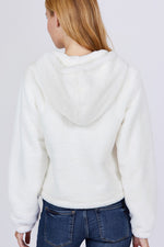 Load image into Gallery viewer, Zipper Detail Faux Fur Hoodie
