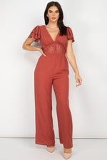 Load image into Gallery viewer, V-neck Lace Jumpsuit
