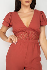 Load image into Gallery viewer, V-neck Lace Jumpsuit
