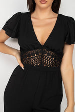 Load image into Gallery viewer, V-neck Lace Jumpsuit
