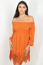 Load image into Gallery viewer, Smocking Off Shoulder Lace Dress
