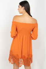 Load image into Gallery viewer, Smocking Off Shoulder Lace Dress
