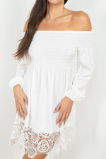 Load image into Gallery viewer, Smocking Off Shoulder Lace Dress
