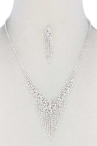 V Shape Dangle Rhinestone Necklace