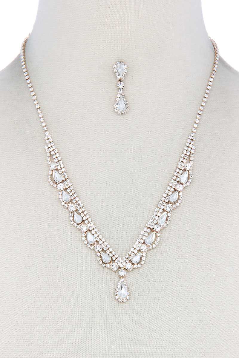 Teardrop Shape Rhinestone Necklace