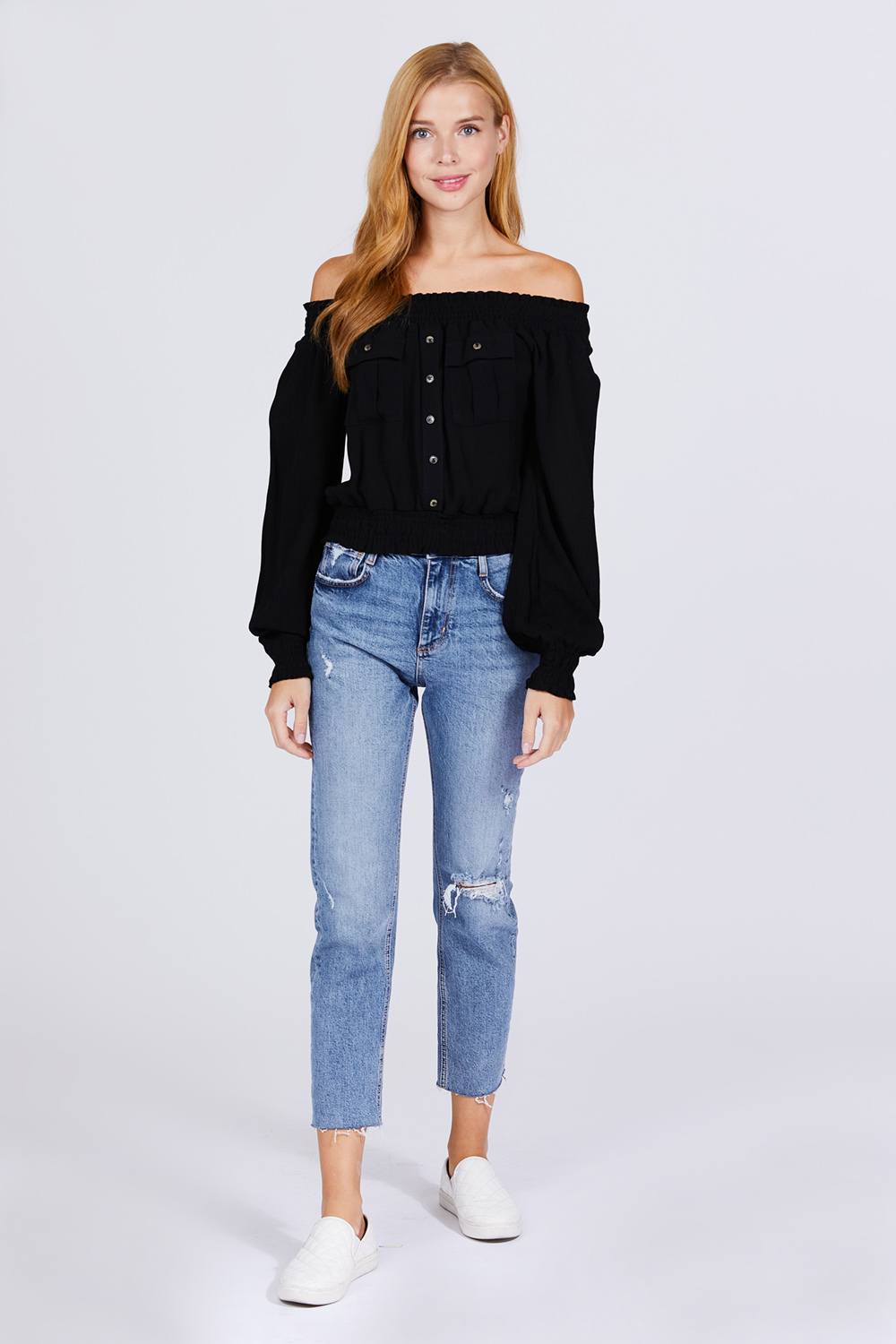 Front Pocket Off Shoulder Top