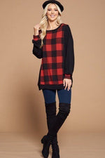 Load image into Gallery viewer, Plus Size Buffalo Plaid Check Contrast Pullover Tunic Top
